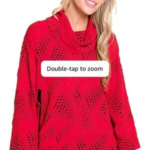 Ali Miles Vibrant Red Cowl Neck Sweater